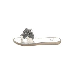 Stuart Weitzman Y2K Silver Rose Slides Bloom Rhinestone Sandal Sz 9